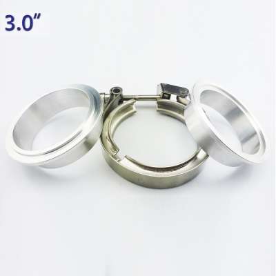 3" stainless steel V-band hose clamps with male female aluminum flange kit